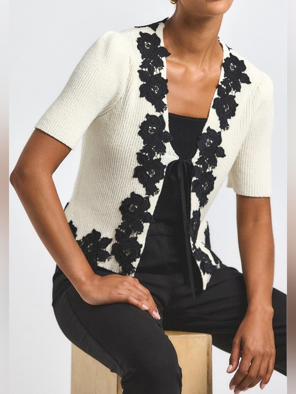 Derek Lam 10 Crosby Maes Short Sleeve Cardigan Sz M